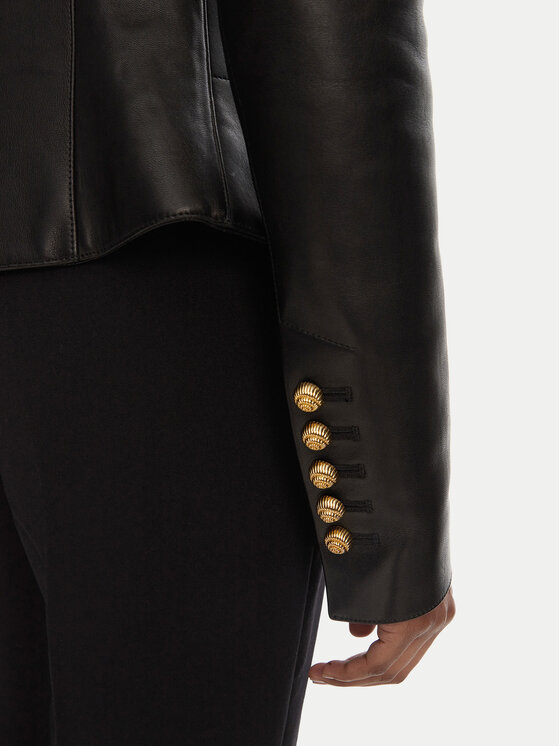 Balmain Balmain Kurtka skórzana DF0SK690LC62 Czarny Regular Fit