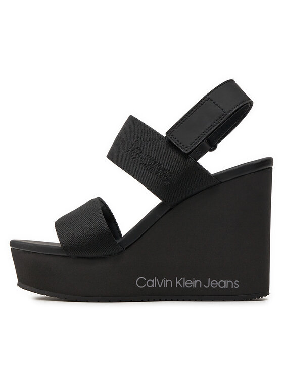Calvin Klein Jeans Calvin Klein Jeans Sandale Wedge Sandal Webbing In Mtl YW0YW01479 Crna