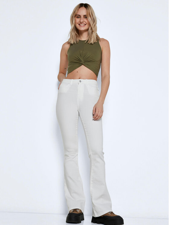 Noisy May Noisy May Jeans hlače Sallie 27019305 Bela Slim Fit
