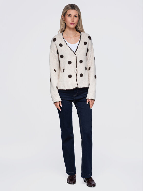 Ombre Ombre Sweter OW-SW-E0022 Beżowy Slim Fit