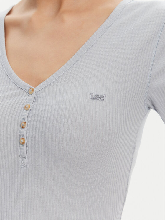 Lee Lee T-Shirt Henley 112363830 Světle modrá Slim Fit
