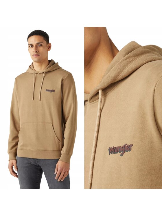 Wrangler Wrangler Bluza Logo Hoodie Brązowy Hoodie Fit