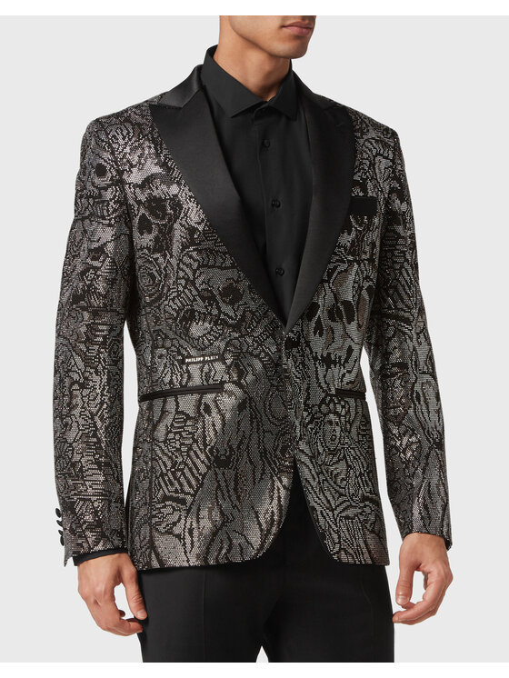 PHILIPP PLEIN PHILIPP PLEIN Marynarka 8939 Czarny Fitted Fit