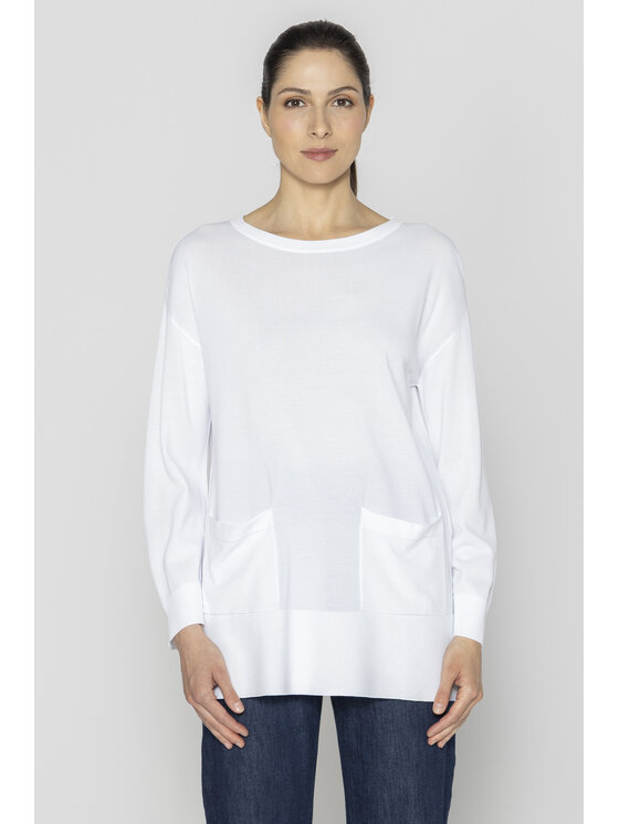 Deni Cler Milano Deni Cler Milano Sweter T-DC-S309-E2-20-10-1 Biały Loose Fit