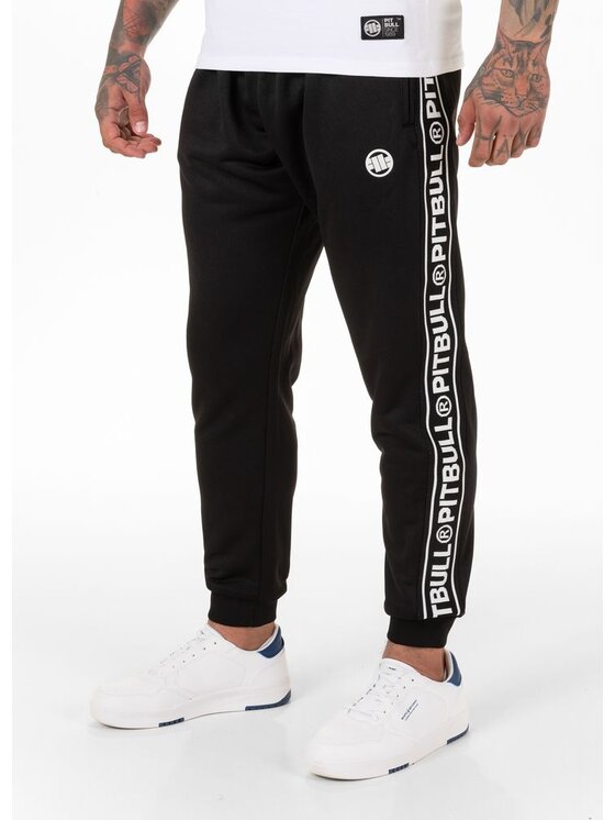 PITBULL PITBULL Spodnie dresowe Oldschool Tape Logo Czarny Regular Fit