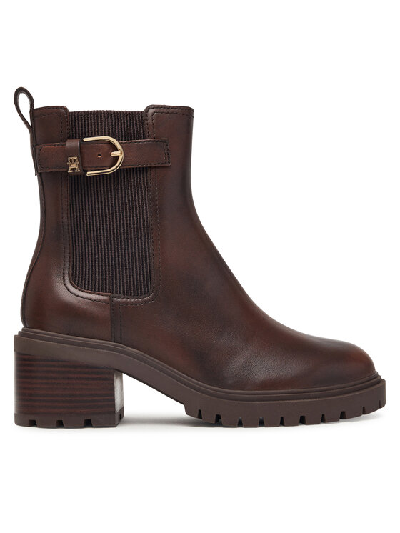 Tommy Hilfiger Tommy Hilfiger Saapad Block Heel Buckled Chelsea Boot FW0FW09577 Tumepruun