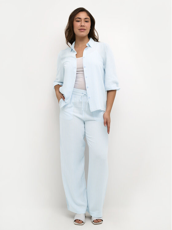 Kaffe Kaffe Kalhoty z materiálu Milia 10508314 Světle modrá Loose Fit