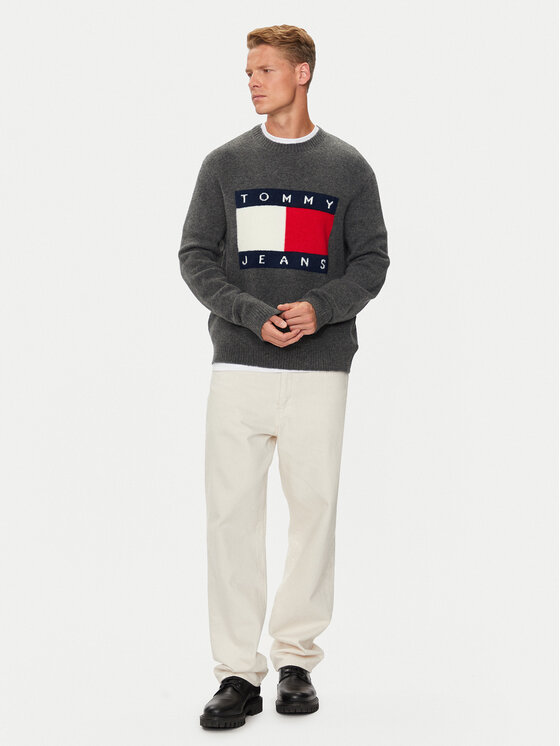 Tommy Jeans Tommy Jeans Пуловер Flag DM0DM19442 Сив Regular Fit