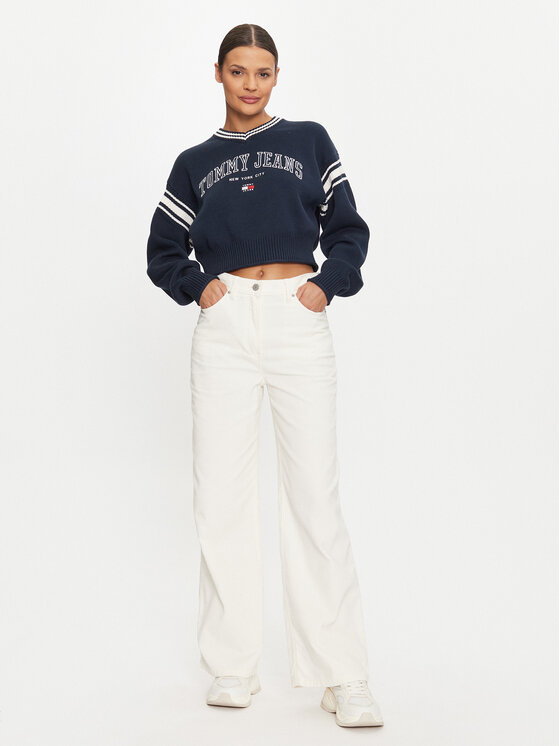 Tommy Jeans Tommy Jeans Pulover Varsity DW0DW18692 Mornarsko modra Relaxed Fit