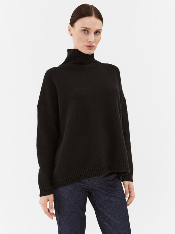 Weekend Max Mara Bluză cu gât Benito 2353660733 Negru Regular Fit