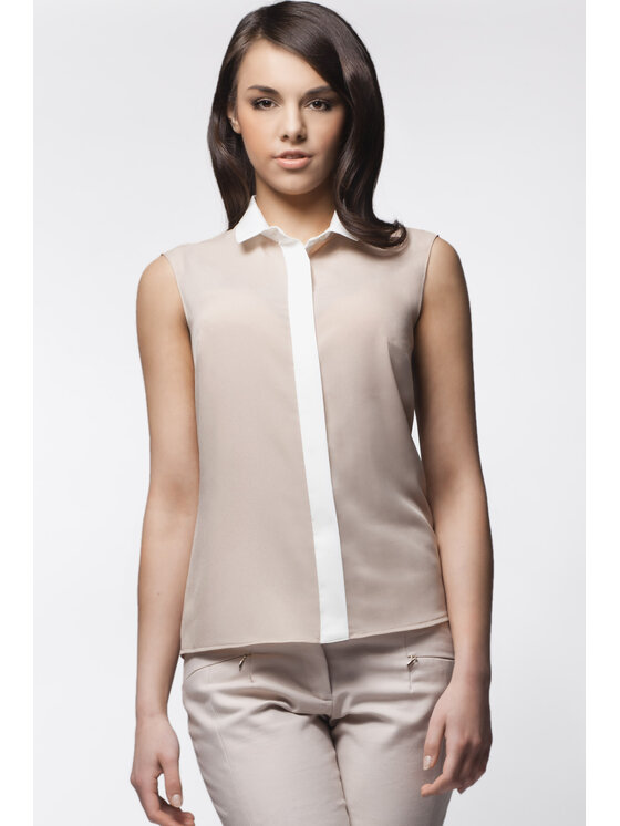Awama Awama Koszula A023 Beżowy Basic Fit