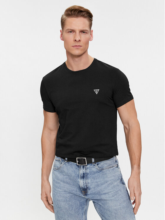 Guess Guess Tricou Caleb U97M00 KCD31 Negru Slim Fit