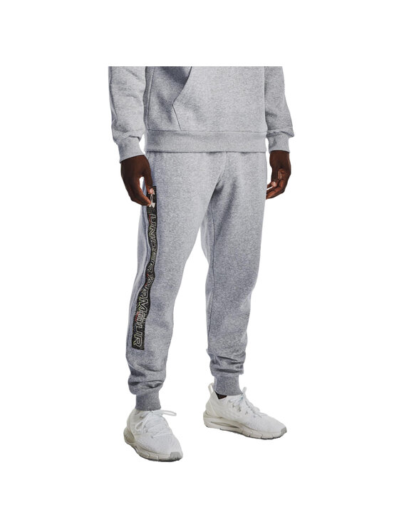 Under Armour Spodnie Dresowe Under Armour Rival Fleece Graphic Joggers Szary Regular Fit Modivopl 4381