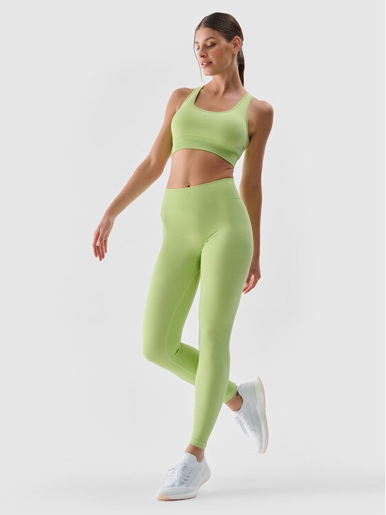 4F 4F Legginsy BASIC+ Zielony jasny Slim Fit