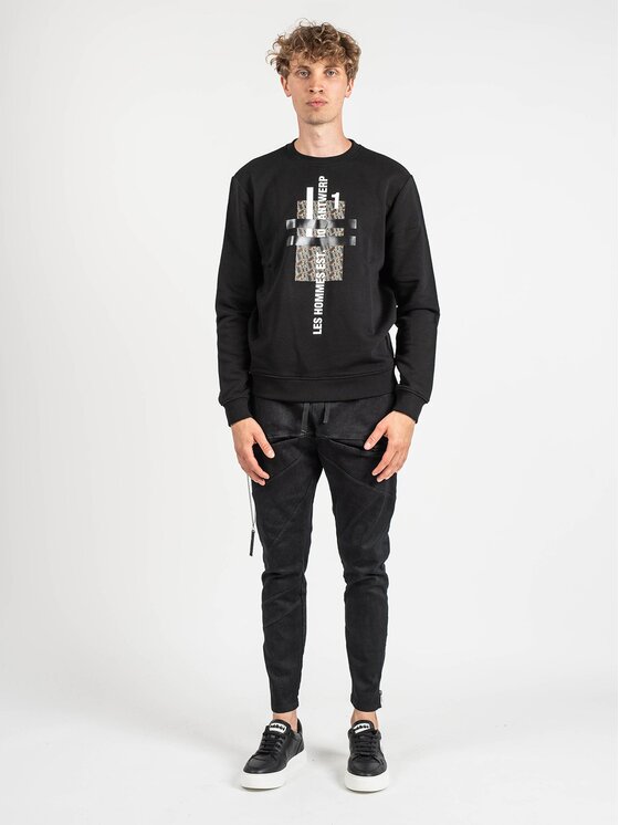 Les Hommes Les Hommes Μπλούζα LLH421-758P | Round Neck Sweater Μαύρο Regular Fit