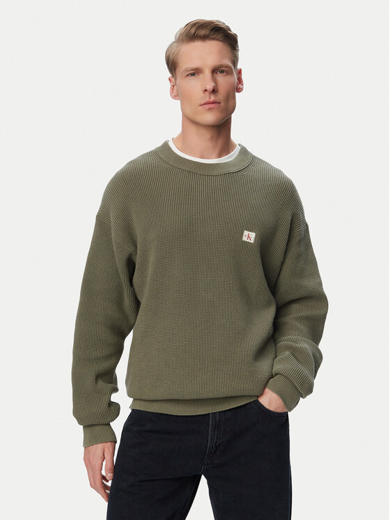 Calvin Klein Jeans Pulover LV04RD313G Verde închis Regular Fit
