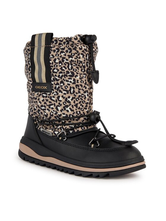 Geox Mädchen D Vilde Ankle Boots – Damenstiefelette Mit Chunky-Sohle, Leder/Stretch, Blockabsatz 4,5 Cm