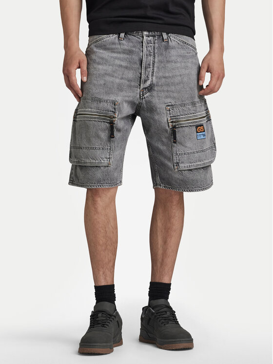 G-Star Raw Pantaloni scurți de blugi Cargo D24442-D537-G324 Gri Loose Fit