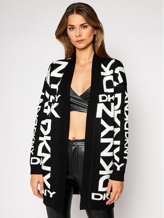 DKNY Kardigan P0MSU435 Czarny Regular Fit Modivo.pl