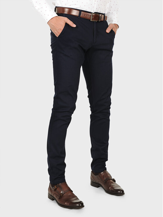Evenemen Evenemen Chinosy MOTIF Granatowy Slim Fit