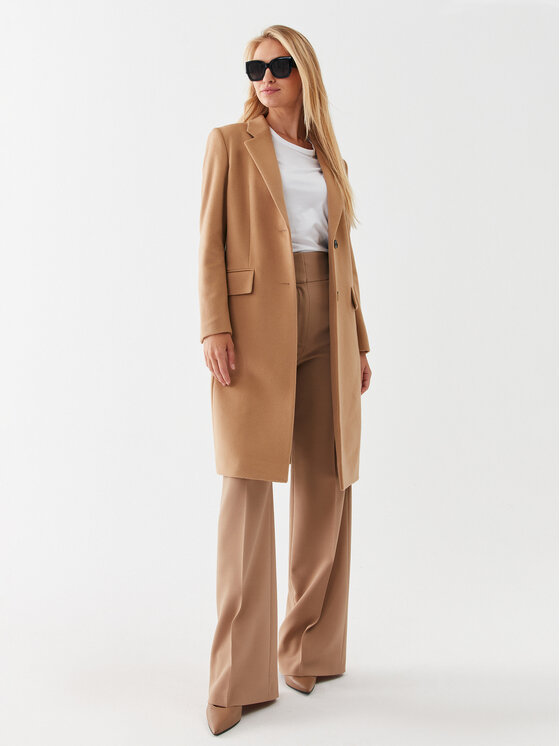 BOSS Boss Gyapjú kabát Catara 50501019 Bézs Slim Fit