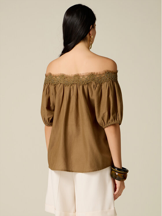 Oltre Oltre Bluzka 2465J000844N035 Brązowy Regular Fit