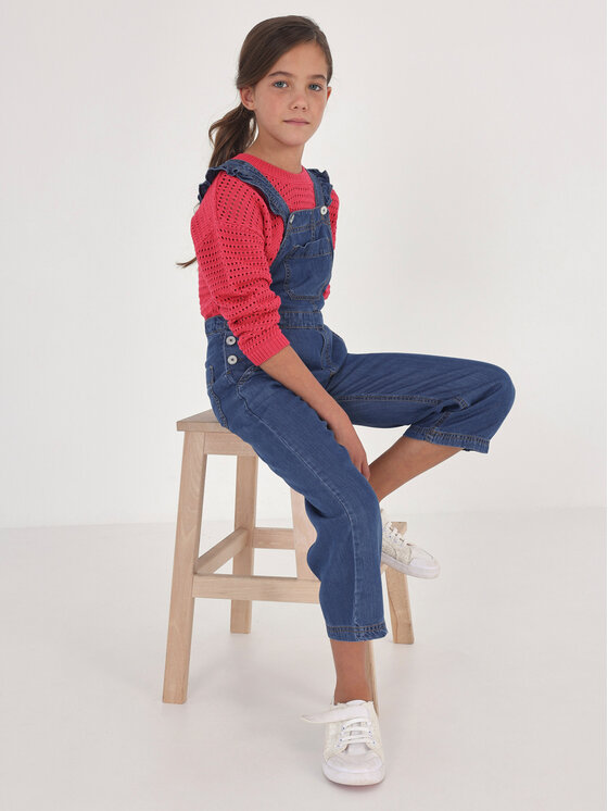 Mayoral Mayoral Jeans hlače z naramnicami 6650 Modra