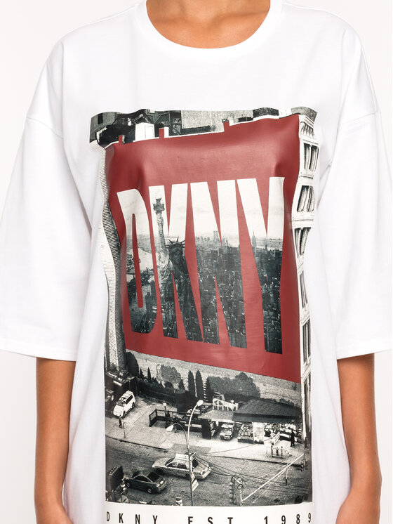 DKNY DKNY Hétköznapi ruha P9DD9BOB Fehér Regular Fit