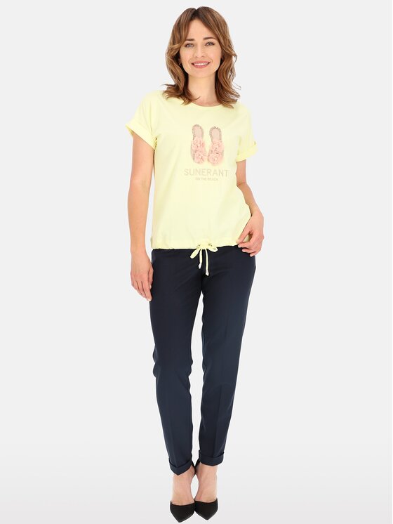 Perso Perso T-Shirt TCE249000F Žlutá Regular Fit