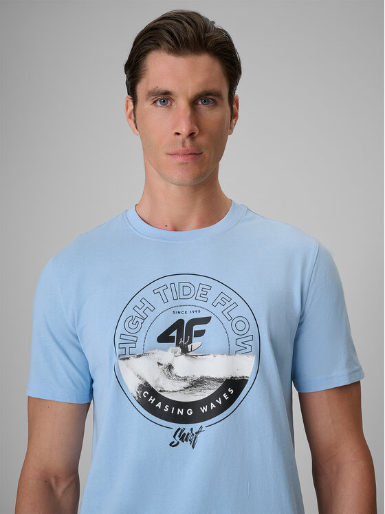 4F 4F T-Shirt CATCH THE WAVE Niebieski jasny Regular Fit