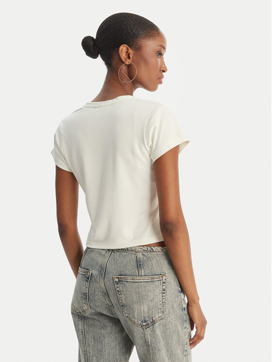 Juicy Couture Juicy Couture Póló Capped JCWCT126318 Ekru Slim Fit