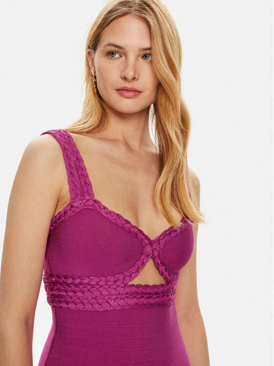 Guess Guess Sukienka koktajlowa W4YK51 Z2XY0 Fioletowy Bodycon Fit