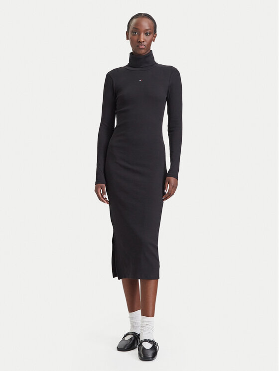 Tommy Jeans Tommy Jeans Trikotāžas kleita Bodycon DW0DW23320 Melns Slim Fit