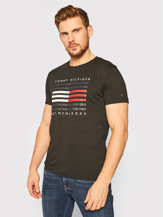 Tommy Hilfiger T Shirt Corp Flag Lines Tee MW0MW15334 Czarny