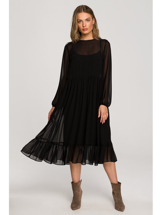 Stylove Stylove Každodenné šaty S319 Čierna Regular Fit