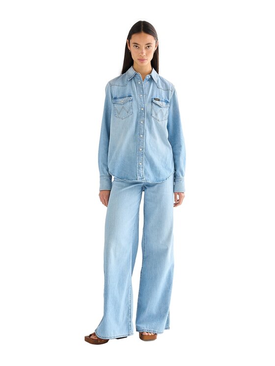 Wrangler Wrangler Koszula jeansowa 112378146 Niebieski Regular Fit