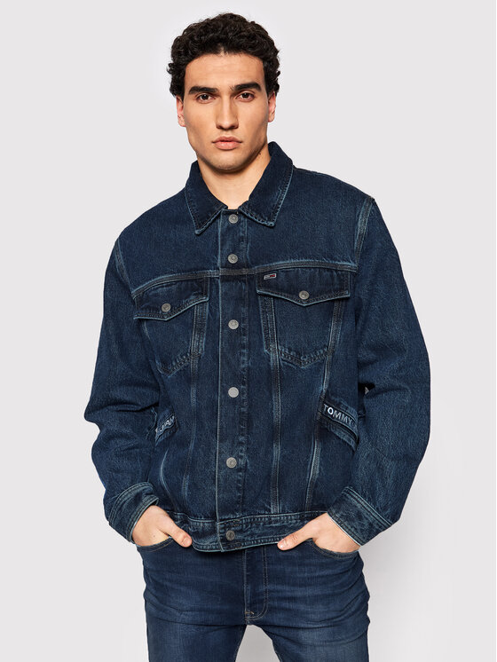 Tommy Jeans Jeansjacke Trucker DM0DM12458 Dunkelblau Oversize  