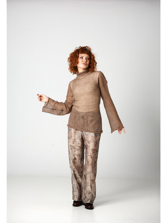 YOU by Tokarska YOU by Tokarska Sweter Półgolf Alpaka Brązowy Regular Fit