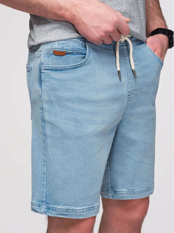Ombre Ombre Szorty jeansowe OM-SRDS-0192 Niebieski jasny Slim Fit