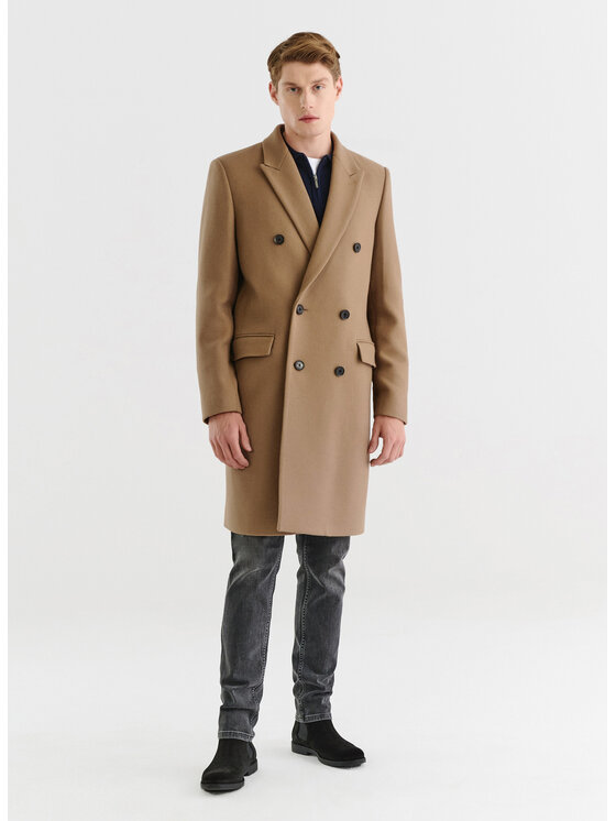 Pako Lorente Pako Lorente Płaszcz wełniany P23WP-7X-001 Beżowy Classic Fit