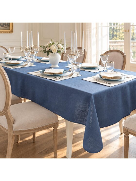 Roseberry Home Roseberry Home Obrus Lniany Royal Blue Niebieski