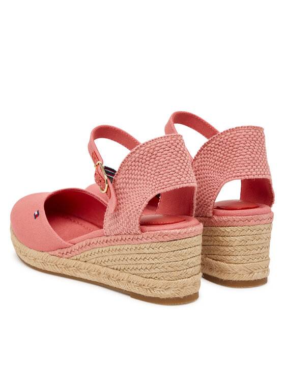 Tommy Hilfiger Tommy Hilfiger Espadryle Mid Wedge Espad Closed Toe FW0FW09233 Koralowy