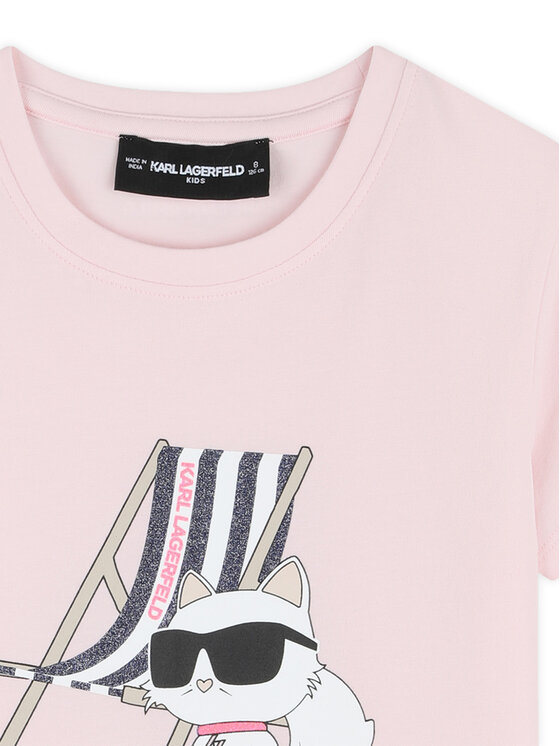Karl Lagerfeld Kids Karl Lagerfeld Kids Тишърт Z31157 S Розов Regular Fit
