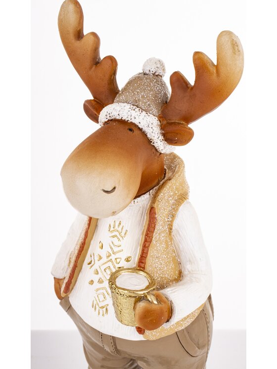 MIAhome MIAhome Figurka łoś 30x10x10 cm ALCE z kawą Kolorowy