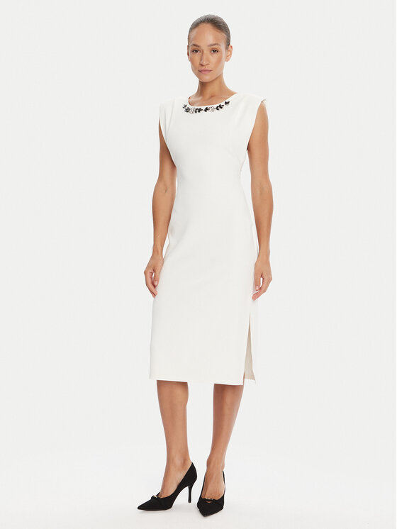 Rinascimento Rinascimento Rochie cocktail CFC0020043002 Alb Slim Fit