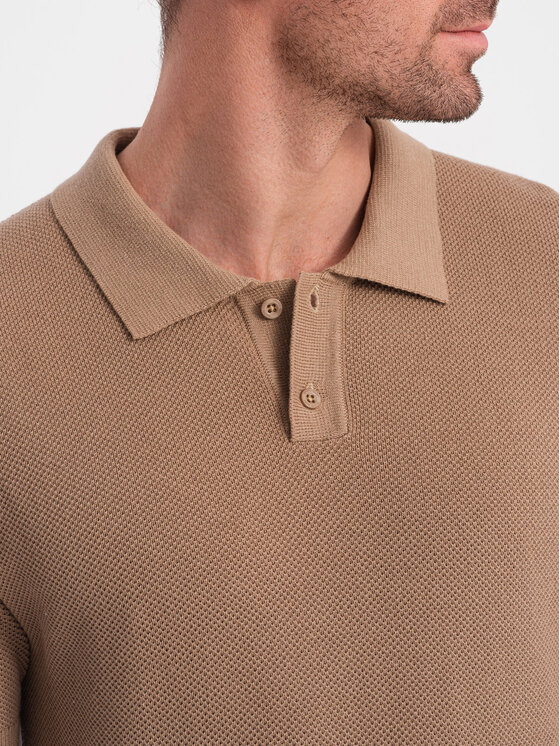 Ombre Ombre Polokošile OM-POSS-0117 Hnědá Regular Fit