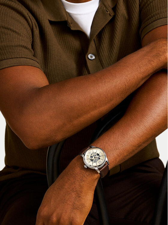 Fossil Fossil Pulkstenis Heritage Automatic Skeleton ME3264 Brūns