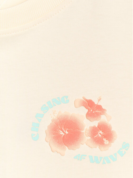 4F 4F T-Shirt FOB SUMMER Kremowy Oversize