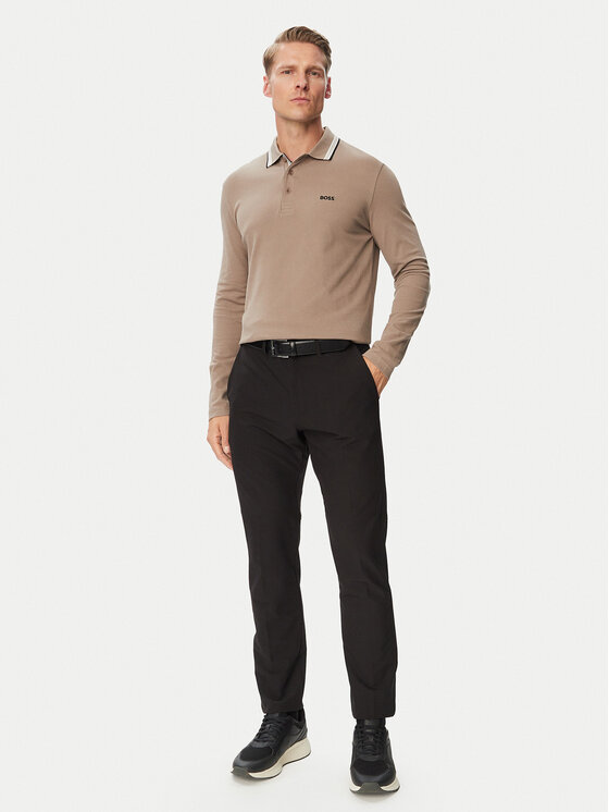 BOSS BOSS Тениска с яка и копчета Plisy 50536609 Зелен Regular Fit