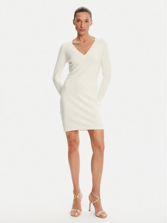 Gaudi Gaudi Strickkleid 421FD13005 Weiß Regular Fit